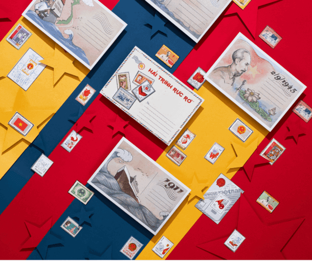 Túi mù 5 tem + 5 postcard + Sticker